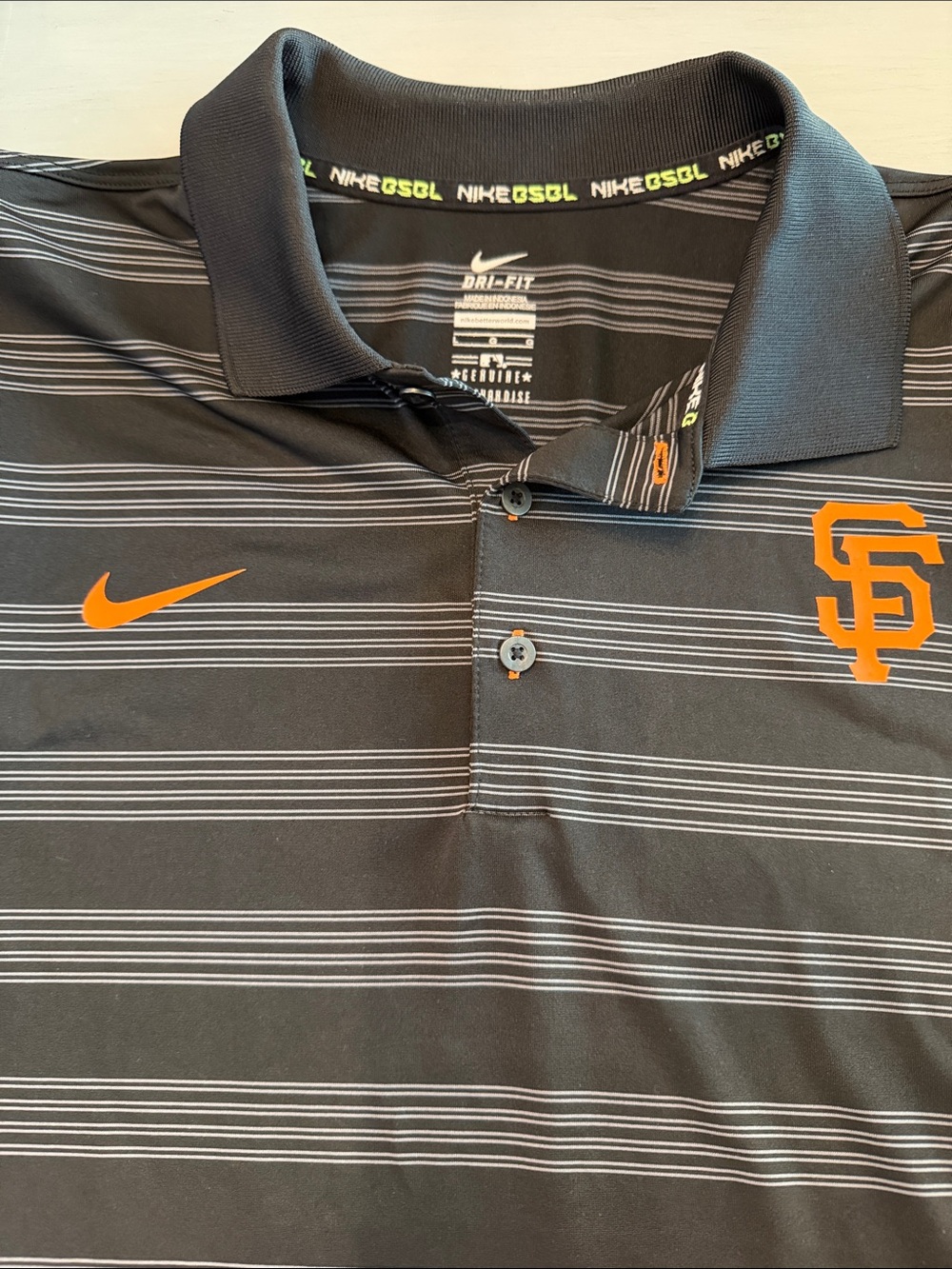 SF Giant Nike Men’s Black Polo with Orange SF Giants Logos